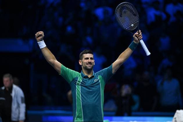 Nitto ATP, Tennis Herren Finals - Turin Novak Djokovic (SRB) during his first round match at the 2023 Nitto ATP Finals in Turin, Italy on November 13, 2023. Photo by Corinne Dubreuil ABACAPRESS.COM Turin Italy  Copyright: xDubreuilxCorinne ABACAx