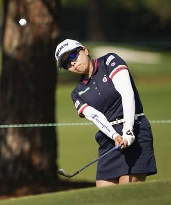 Golf: Annika Japan s Minami Katsu hits a shot on the 15th hole during the final round of the Annika golf tournament on Nov. 12, 2023, at Pelican Golf Club in Belleair, Florida.  A14AA0002128939P