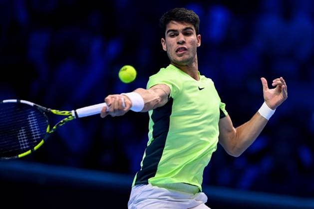 Foto Marco Alpozzi LaPresse 13 Novembre 2023 Torino - Italia - - Tennis Nitto ATP, Tennis Herren Finals - Carlos ALCARAZ (ESP) vs Alexander ZVEREV (GER) Nella foto: Carlos Alcaraz (Spain) November 13, 2023 Turin - Italy - Sport - Tennis Nitto ATP Finals - Carlos ALCARAZ (ESP) vs Alexander ZVEREV (GER) In the pic: Carlos Alcaraz (Spain)  Copyright: xMarcoxAlpozzi LaPressex