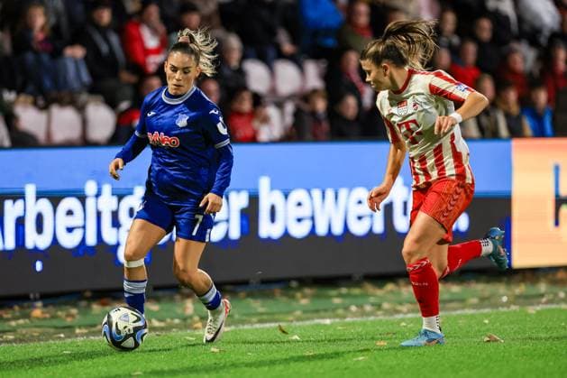 Google Pixel Frauen-Bundesliga 2023-2024, 1. FC Köln - TSG Hoffenheim Ereleta Memeti (TSG, 7) gegen Martyna Wiankowska (FC, 26)âˆ« Köln Franz-Kremer-Stadion Nordrhein-Westfalen Deutschland