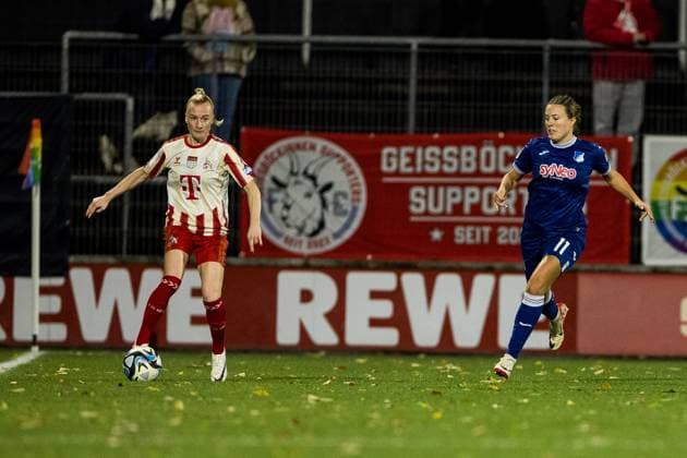 GOOGLE Pixel Frauen-Bundesliga: 1. FC Koeln - TSG Hoffenheim; 13.11.2023 Anna Gerhardt (1. FC Koeln, 21), Mara Alber (TSG Hoffenheim, 11) GOOGLE Pixel Frauen-Bundesliga: 1. FC Koeln - TSG Hoffenheim, Koeln, Franz-Kremer-Stadion DFB REGULATIONS PROHIBIT ANY USE OF PHOTOGRAPHS AS IMAGE SEQUENCES AND OR QUASI-VIDEO. Copyright: xBEAUTIFULxSPORTS Wunderlx