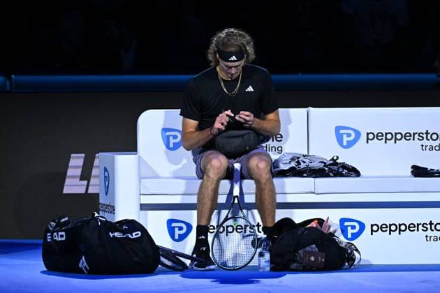 Nitto ATP, Tennis Herren Finals - Turin Alexander Zverev (GER) during his first round match at the 2023 Nitto ATP Finals in Turin, Italy, on November 13, 2023. Photo by Corinne Dubreuil ABACAPRESS.COM Turin Italy  Copyright: xDubreuilxCorinne ABACAx