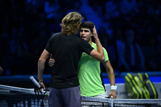 Nitto ATP, Tennis Herren Finals - Turin Alexander Zverev (GER) during his first round match at the 2023 Nitto ATP Finals in Turin, Italy, on November 13, 2023. Photo by Corinne Dubreuil ABACAPRESS.COM Turin Italy  Copyright: xDubreuilxCorinne ABACAx