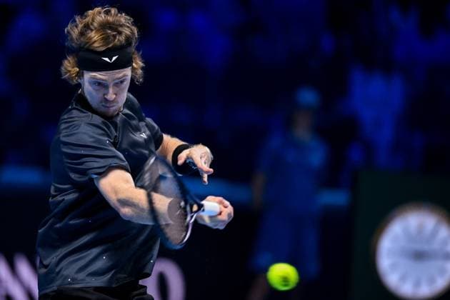 Foto Marco Alpozzi LaPresse 13 Novembre 2023 Torino - Italia - - Tennis Nitto ATP, Tennis Herren Finals - Daniil MEDVEDEV (RUS) vs Andrey RUBLEV (RUS) Nella foto: Andrey Rublev (Russia) November 13, 2023 Turin - Italy - Sport - Tennis Nitto ATP Finals - Daniil MEDVEDEV (RUS) vs Andrey RUBLEV (RUS) In the pic: Andrey Rublev (Russia)  Copyright: xMarcoxAlpozzi LaPressex