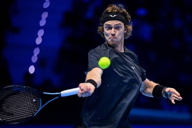 Foto Marco Alpozzi LaPresse 13 Novembre 2023 Torino - Italia - - Tennis Nitto ATP, Tennis Herren Finals - Daniil MEDVEDEV (RUS) vs Andrey RUBLEV (RUS) Nella foto: Andrey Rublev (Russia) November 13, 2023 Turin - Italy - Sport - Tennis Nitto ATP Finals - Daniil MEDVEDEV (RUS) vs Andrey RUBLEV (RUS) In the pic: Andrey Rublev (Russia)  Copyright: xMarcoxAlpozzi LaPressex