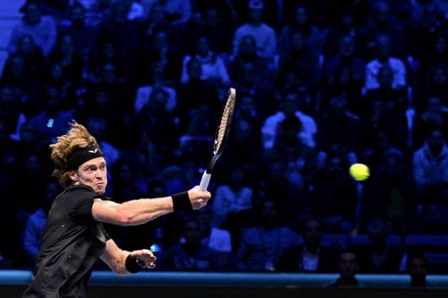 Foto Marco Alpozzi LaPresse 13 Novembre 2023 Torino - Italia - - Tennis Nitto ATP, Tennis Herren Finals - Daniil MEDVEDEV (RUS) vs Andrey RUBLEV (RUS) Nella foto: Andrey Rublev (Russia) November 13, 2023 Turin - Italy - Sport - Tennis Nitto ATP Finals - Daniil MEDVEDEV (RUS) vs Andrey RUBLEV (RUS) In the pic: Andrey Rublev (Russia)  Copyright: xMarcoxAlpozzi LaPressex