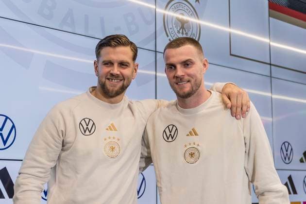 Sport Themen der Woche KW46 Sport Bilder des Tages Pressekonferenz Deutsche Fussball Nationalmannschaft, DFB Campus, 14.11.2023 Niclas Füllkrug (Deutsche Fussball Nationalmannschaft) & Marvin Ducksch (Deutsche Fussball Nationalmannschaft), DFB Pressekonferenz, Frankfurt, DFB Campus, 14.11.2023 *** Press conference German national football team, DFB Campus, 14 11 2023 Niclas Füllkrug German national football team Marvin Ducksch German national football team , DFB Press conference, Frankfurt, DFB Campus, 14 11 2023 Copyright: xBEAUTIFULxSPORTS Gawlikx