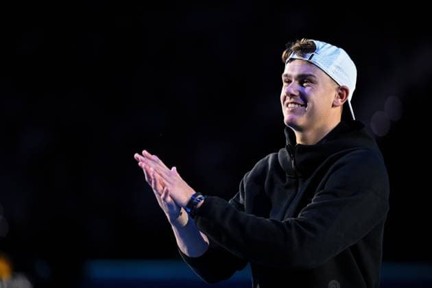 Foto Marco Alpozzi LaPresse 14 Novembre 2023 Torino - Italia - - Tennis Nitto ATP, Tennis Herren Finals - Stefanos TSITSIPAS (GRE) vs Holger RUNE (DEN) Nella foto: Holger Rune (Denmark) November 14, 2023 Turin - Italy - Sport - Tennis Nitto ATP Finals - Stefanos TSITSIPAS (GRE) vs Holger RUNE (DEN) In the pic: Holger Rune (Denmark)  Copyright: xMarcoxAlpozzi LaPressex