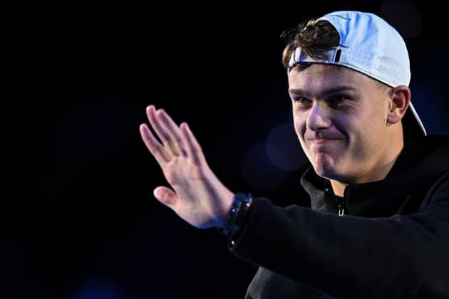 Foto Marco Alpozzi LaPresse 14 Novembre 2023 Torino - Italia - - Tennis Nitto ATP, Tennis Herren Finals - Stefanos TSITSIPAS (GRE) vs Holger RUNE (DEN) Nella foto: November 14, 2023 Turin - Italy - Sport - Tennis Nitto ATP Finals - Stefanos TSITSIPAS (GRE) vs Holger RUNE (DEN) In the pic:  Copyright: xMarcoxAlpozzi LaPressex