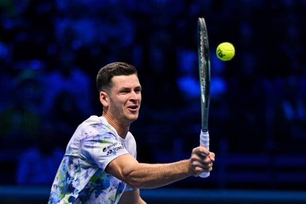 Foto Marco Alpozzi LaPresse 14 Novembre 2023 Torino - Italia - - Tennis Nitto ATP, Tennis Herren Finals - Taylor FRITZ Vs Hubert HURKACZ - Match amichevole a seguito del ritiro di Stefanos Tsitsipas (Greece) Nella foto: Hubert HURKACZ November 14, 2023 Turin - Italy - Sport - Tennis Nitto ATP Finals - Taylor FRITZ Vs Hubert HURKACZ - Friendly match following Stefanos Tsitsipas whitdrawing In the pic: Hubert HURKACZ  Copyright: xMarcoxAlpozzi LaPressex