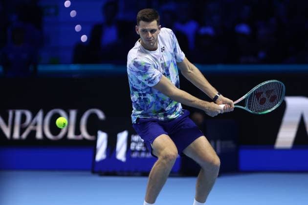 Hubert Hurkacz vs Taylor Fritz Hubert Hurkacz of Poland in action during friendly singles match between Hubert Hurkacz of Poland Taylor Fritz of USA on Day Three of the Nitto ATP, Tennis Herren World Tour Finals. Torino Pala Alpitour Italy Copyright: xMarcoxCanonierox