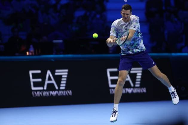 Hubert Hurkacz vs Taylor Fritz Hubert Hurkacz of Poland in action during friendly singles match between Hubert Hurkacz of Poland Taylor Fritz of USA on Day Three of the Nitto ATP, Tennis Herren World Tour Finals. Torino Pala Alpitour Italy Copyright: xMarcoxCanonierox