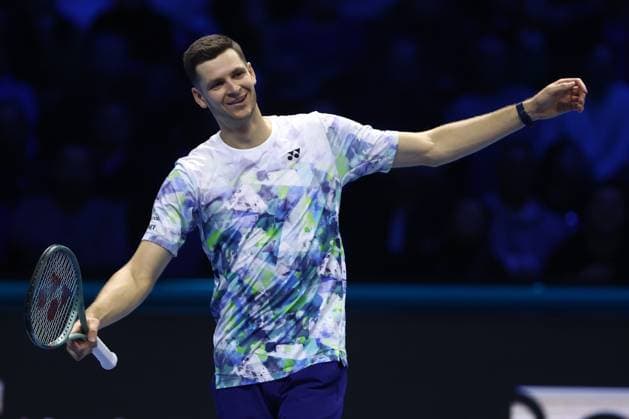 Hubert Hurkacz vs Taylor Fritz Hubert Hurkacz of Poland gestures during friendly singles match between Hubert Hurkacz of Poland Taylor Fritz of USA on Day Three of the Nitto ATP, Tennis Herren World Tour Finals. Torino Pala Alpitour Italy Copyright: xMarcoxCanonierox