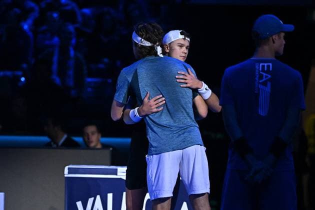Nitto ATP, Tennis Herren Finals - Turin Holger Rune (DEN) during his second round match at the 2023 Nitto ATP Finals in Turin, Italy, on November 14, 2023. Photo by Corinne Dubreuil ABACAPRESS.COM Turin Italy  Copyright: xDubreuilxCorinne ABACAx