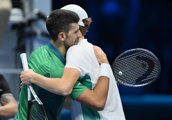 Sport Bilder des Tages November 15, 2023, TURIN: Jannik Sinner of Italy during the Nitto ATP, Tennis Herren Finals 2023 tennis tournament at the Pala Alpitour arena in Turin, Italy, 14 November 2023. ANSA ALESSANDRO DI MARCO NITTO ATP FINALS TORINO 2023  - ZUMAa110 20231115_zaf_a110_001 Copyright: xAlessandroxDixMarcox