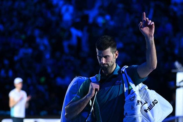Nitto ATP, Tennis Herren Finals - Turin Novak Djokovic (SRB) during his second round match at the 2023 Nitto ATP Finals in Turin, Italy on November 14, 2023. Photo by Corinne Dubreuil ABACAPRESS.COM Turin Italy  Copyright: xDubreuilxCorinne ABACAx