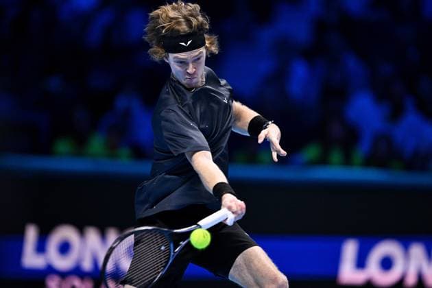 Foto Marco Alpozzi LaPresse 15 Novembre 2023 Torino - Italia - - Tennis Nitto ATP, Tennis Herren Finals - Carlos ALCARAZ (ESP) vs Andrey RUBLEV (RUS) Nella foto: Andrey Rublev (Russia) November 15, 2023 Turin - Italy - Sport - Tennis Nitto ATP Finals - Carlos ALCARAZ (ESP) vs Andrey RUBLEV (RUS) In the pic: Andrey Rublev (Russia)  Copyright: xMarcoxAlpozzi LaPressex