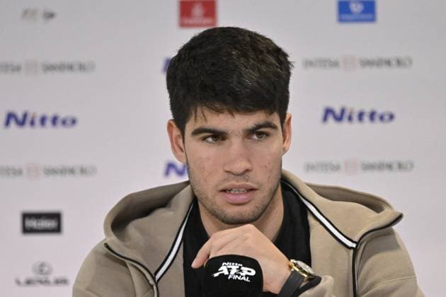 Tennis - Nitto ATP, Tennis Herren Finals Torino 2023 - Carlos Alcaraz - Espagne - press conference, PK, Pressekonferenz TENNIS : Nitto Atp Finals Torino 2023 - 15 11 2023 - ChrysleneCaillaud Panoramic 