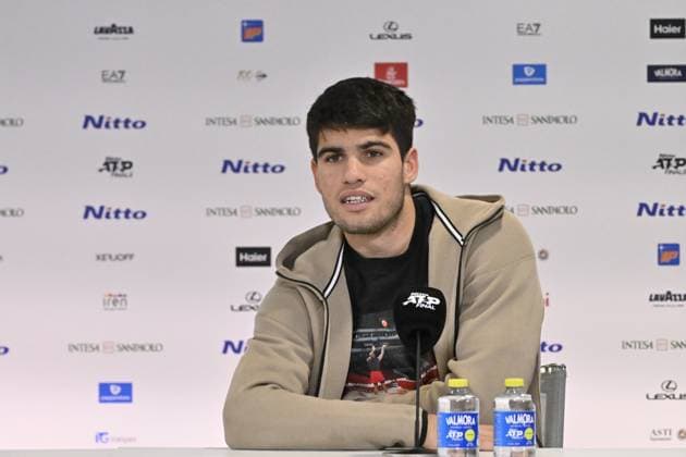 Tennis - Nitto ATP, Tennis Herren Finals Torino 2023 - Carlos Alcaraz - Espagne - press conference, PK, Pressekonferenz TENNIS : Nitto Atp Finals Torino 2023 - 15 11 2023 - ChrysleneCaillaud Panoramic 