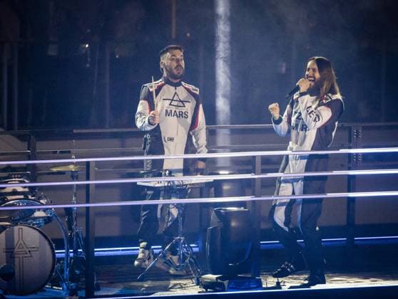 LAS VEGAS - Thirty Seconds to Mars during the opening ceremony prior to the Formula 1 Grand Prix at the Las Vegas Strip Circuit. ANP SEM VAN DER WAL F1 Grand Prix of Las Vegas - Previews 2022 23 xVIxANPxSportx xxANPxIVx 483996159 originalFilename: 483996159.jpg