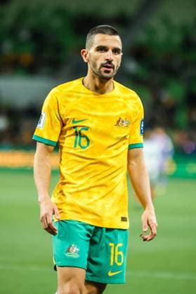 November 16, 2023, Melbourne, Victoria, Australia: MELBOURNE, AUSTRALIA - NOVEMBER 16: Aziz Behich of Australia during the 2026 FIFA World Cup, WM, Weltmeisterschaft, Fussball Qualifier match between Australia Socceroos and Bangladesh at AAMI Park on November 16, 2023 in Melbourne, Australia Melbourne Australia - ZUMAp121 20231116_zsp_p121_014 Copyright: xChrisxPutnamx