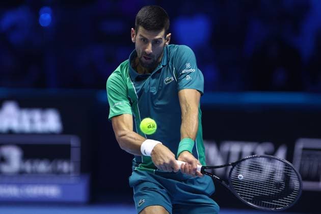 Novak Djokovic vs Hubert Hurkacz Novak Djokovic of Serbia in action during the Round Robin singles match between Novak Djokovic of Serbia and Hubert Hurkacz of Poland on Day five of the Nitto ATP, Tennis Herren World Tour Finals. Torino Pala Alpitour Italy Copyright: xMarcoxCanonierox