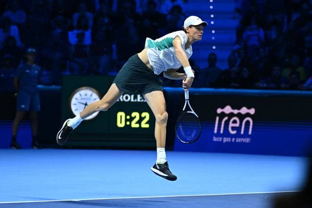 Nitto ATP, Tennis Herren Finals - Turin Jannik Sinner (ITA) during his third round match at the 2023 Nitto ATP Finals in Turin, Italy on November 16, 2023. Photo by Corinne Dubreuil ABACAPRESS.COM Turin Italy  Copyright: xDubreuilxCorinne ABACAx