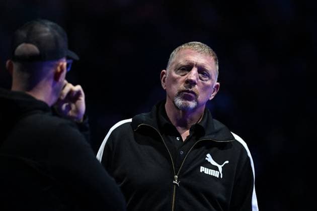 Sport Themen der Woche KW46 Sport Bilder des Tages Nitto ATP, Tennis Herren Finals - Turin Holger Rune s coach Boris Becker during his third round match at the 2023 Nitto ATP Finals in Turin, Italy on November 16, 2023. Photo by Corinne Dubreuil ABACAPRESS.COM Turin Italy  Copyright: xDubreuilxCorinne ABACAx