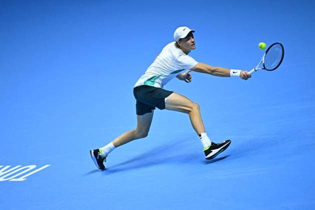 Nitto ATP, Tennis Herren Finals - Turin Jannik Sinner (ITA) during his third round match at the 2023 Nitto ATP Finals in Turin, Italy on November 16, 2023. Photo by Corinne Dubreuil ABACAPRESS.COM Turin Italy  Copyright: xDubreuilxCorinne ABACAx