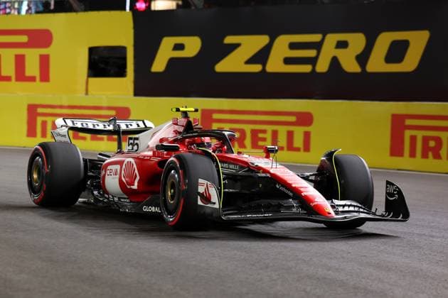 16th November 2023; Las Vegas, Nevada, USA. F1 Grand Prix of USA, Las Vegas; Practice Sessions; Carlos Sainz of Ferrari during the Free Practise 1 session which was cancelled after 9 minutes of running due to a loose drain cover  ActionPlus12576676 ShaunxBrooks