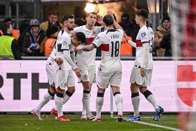 16.11.2023, Vaduz, Principality of Liechtenstein, Rheinpark Stadion, Liechtenstein vs Portugal - UEFA European Championship, EM, Europameisterschaft Qualification 2023 2024 Group J, Joao Cancelo (Portugal) Torjubel, jubelt nach seinem treffer zum 0:2 (Foto H. Langer) Vaduz Rheinpark Stadion Liechtenstein Principality of Liechtenstein