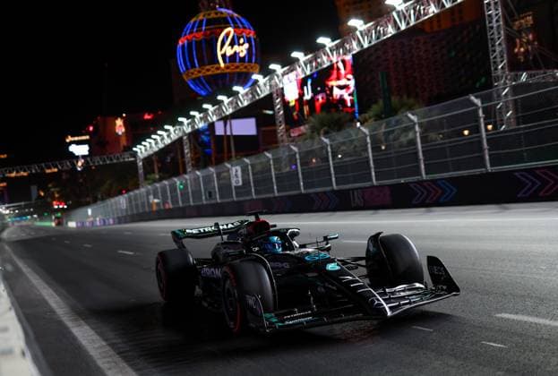63 George Russell (GBR, Mercedes-AMG Petronas F1 Team), F1 Grand Prix of Las Vegas at Las Vegas Strip Circuit on November 17, 2023 in Las Vegas, United States of America. (Photo by HOCH ZWEI) Las Vegas United States of America