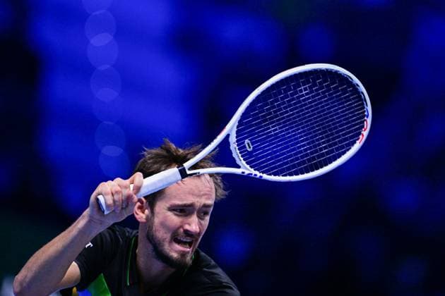 Foto Marco Alpozzi LaPresse 17 Novembre 2023 Torino - Italia - - Tennis Nitto ATP, Tennis Herren Finals - Carlos ALCARAZ (ESP) vs Daniil MEDVEDEV (RUS) Nella foto: Daniil Medvedev (Russia) November 17, 2023 Turin - Italy - Sport - Tennis Nitto ATP Finals - Carlos ALCARAZ (ESP) vs Daniil MEDVEDEV (RUS) In the pic: Daniil Medvedev (Russia)  Copyright: xMarcoxAlpozzi LaPressex
