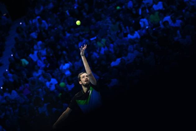2023 Nitto ATP, Tennis Herren Finals - Turin Daniil Medvedev (RUS) during his third round match at the 2023 Nitto ATP Finals in Turin, Italy, on November 17, 2023. Photo by Corinne Dubreuil ABACAPRESS.COM Turin Italy  Copyright: xDubreuilxCorinne ABACAx