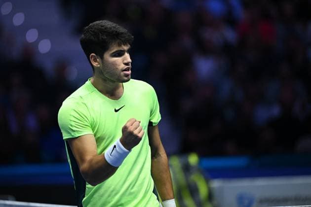 2023 Nitto ATP, Tennis Herren Finals - Turin Carlos Alcaraz (ESP) during his third round match at the 2023 Nitto ATP Finals in Turin, Italy, on November 17, 2023. Photo by Corinne Dubreuil ABACAPRESS.COM Turin Italy  Copyright: xDubreuilxCorinne ABACAx