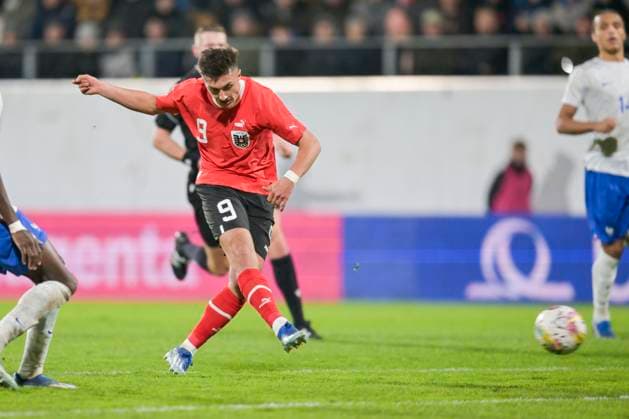SOCCER - UEFA U21, U 21 EURO quali, AUT vs FRA RIED,AUSTRIA,17.NOV.23 - SOCCER - UEFA European Under-21 Championship 2025, qualifiers, OEFB international match, Länderspiel, Nationalmannschaft Austria vs France. Image shows Bernhard Zimmermann (AUT).  GEPAxpictures xChristianxMoser