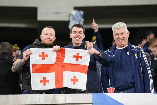 Scottish fans during the UEFA European Championship, EM, Europameisterschaft Qualifying match between Georgia and Scotland at the The Boris Paitchadze Dinamo Arena on November 16, 2023 in Tbilisi, Georgia. Tbilisi Boris Paitchadze Dinamo Arena, Akaki Tsereteli Avenue, Didube District, Tbilisi, 0112, Georgia Georgia Copyright: xArturxStabulnieksx 334499