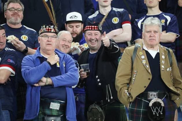 Scottish fans during the UEFA European Championship, EM, Europameisterschaft Qualifying match between Georgia and Scotland at the The Boris Paitchadze Dinamo Arena on November 16, 2023 in Tbilisi, Georgia. Tbilisi Boris Paitchadze Dinamo Arena, Akaki Tsereteli Avenue, Didube District, Tbilisi, 0112, Georgia Georgia Copyright: xArturxStabulnieksx 340079