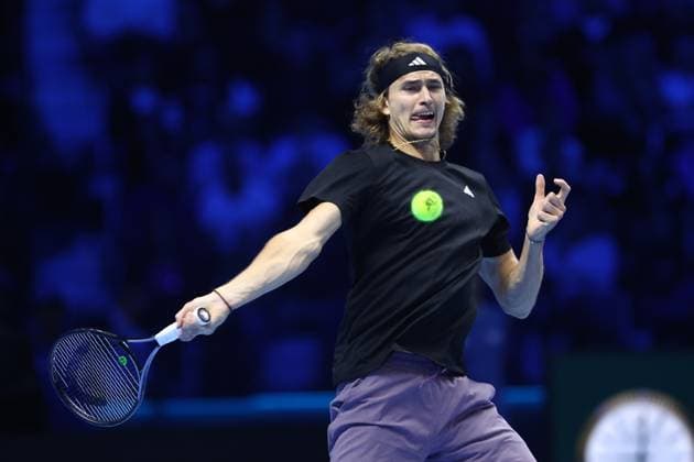 Alexander Zverev vs Andrey Rublev Alexander Zverev of Germany in action during the Round Robin singles match between Alexander Zverev of Germany and Andrey Rublev of Russia on Day six of the Nitto ATP, Tennis Herren World Tour Finals. Torino Pala Alpitour Italy Copyright: xMarcoxCanonierox