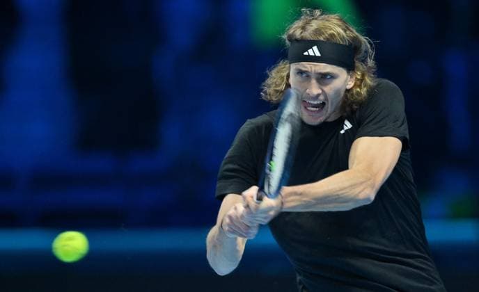 November 17, 2023, Turin: Alexander Zverev of Germany during the match against Andrey Rublev of Russia at the Nitto ATP, Tennis Herren Finals tennis tournament in Turin, Italy, 17 November 2023. ANSA ALESSANDRO DI MARCO Nitto ATP Finals  - ZUMAa110 20231117_zaf_a110_050 Copyright: xAlessandroxDixMarcox