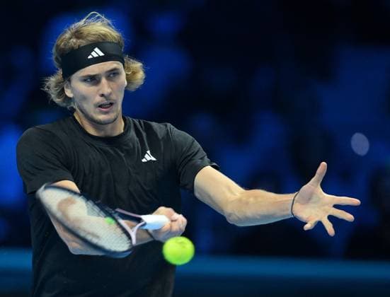November 17, 2023, Turin: Alexander Zverev of Germany during the match against Andrey Rublev of Russia at the Nitto ATP, Tennis Herren Finals tennis tournament in Turin, Italy, 17 November 2023. ANSA ALESSANDRO DI MARCO Nitto ATP Finals  - ZUMAa110 20231117_zaf_a110_051 Copyright: xAlessandroxDixMarcox