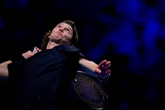 Foto Marco Alpozzi LaPresse 17 Novembre 2023 Torino - Italia - - Tennis Nitto ATP, Tennis Herren Finals - Andrey RUBLEV (RUS) vs Alexander ZVEREV (GER) Nella foto: Andrey Rublev (Russia) November 17, 2023 Turin - Italy - Sport - Tennis Nitto ATP Finals - Andrey RUBLEV (RUS) vs Alexander ZVEREV (GER) In the pic: Andrey Rublev (Russia)  Copyright: xMarcoxAlpozzi LaPressex