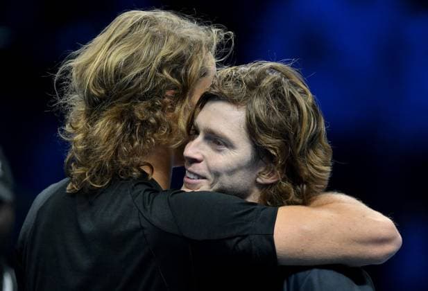 November 17, 2023, TURIN: Andrey Rublev of Russia during the match against Alexander Zverev of Germany at the Nitto ATP, Tennis Herren Finals tennis tournament in Turin, Italy, 17 November 2023. ANSA ALESSANDRO DI MARCO Nitto ATP Finals  - ZUMAa110 20231117_zaf_a110_083 Copyright: xAlessandroxDixMarcox