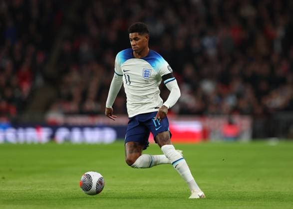 17th November 2023; Wembley Stadium, London, England; UEFA EURO, EM, Europameisterschaft,Fussball 2024 Qualifying Football, England versus Malta; Marcus Rashford of England on the ball  ActionPlus12577011 JohnxPatrickxFletcher