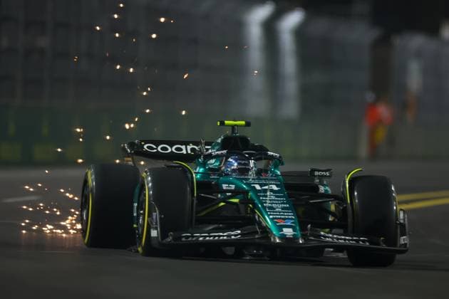 16th November 2023; Las Vegas, Nevada, USA. F1 Grand Prix of USA, Las Vegas; Practice Sessions; Fernando Alonso of Aston Martin during Free Practise 2  ActionPlus12577088 ShaunxBrooks