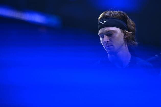Nitto ATP, Tennis Herren Finals - Turin Andrey Rublev (RUS) during his third round match at the 2023 Nitto ATP Finals in Turin, Italy on November 17, 2023. Photo by Corinne Dubreuil ABACAPRESS.COM Turin Italy  Copyright: xDubreuilxCorinne ABACAx