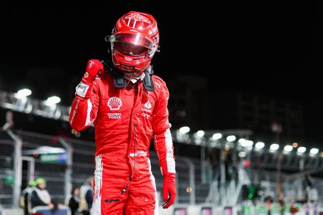 LECLERC Charles (mco), Scuderia Ferrari SF-23, portrait pole position during the 2023 Formula 1 Heineken Silver Las Vegas Grand Prix, 21th round of the 2023 Formula One World Championship, WM, Weltmeisterschaft from November 17 to 19, 2023 on the Las Vegas Strip Circuit, in Las Vegas, USA - F1 - LAS VEGAS GRAND PRIX 2023 DPPI Panoramic  00123046_AV3_7265