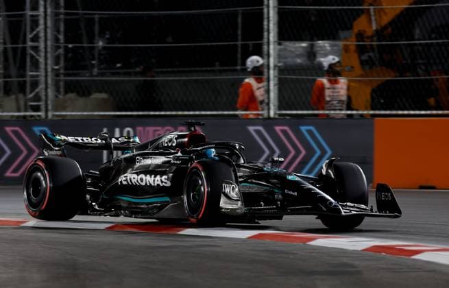 63 George Russell (GBR, Mercedes-AMG Petronas F1 Team), F1 Grand Prix of Las Vegas at Las Vegas Strip Circuit on November 18, 2023 in Las Vegas, United States of America. (Photo by HOCH ZWEI) Las Vegas United States of America