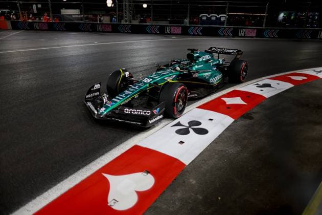 18 Lance Stroll (CAN, Aston Martin Aramco Cognizant F1 Team), F1 Grand Prix of Las Vegas at Las Vegas Strip Circuit on November 18, 2023 in Las Vegas, United States of America. (Photo by HOCH ZWEI) Las Vegas United States of America