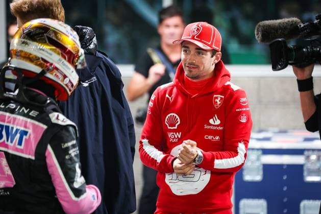 LECLERC Charles (mco), Scuderia Ferrari SF-23, portrait during the 2023 Formula 1 Heineken Silver Las Vegas Grand Prix, 21th round of the 2023 Formula One World Championship, WM, Weltmeisterschaft from November 17 to 19, 2023 on the Las Vegas Strip Circuit, in Las Vegas, USA - F1 - LAS VEGAS GRAND PRIX 2023 DPPI Panoramic  00123046_AV6_7050